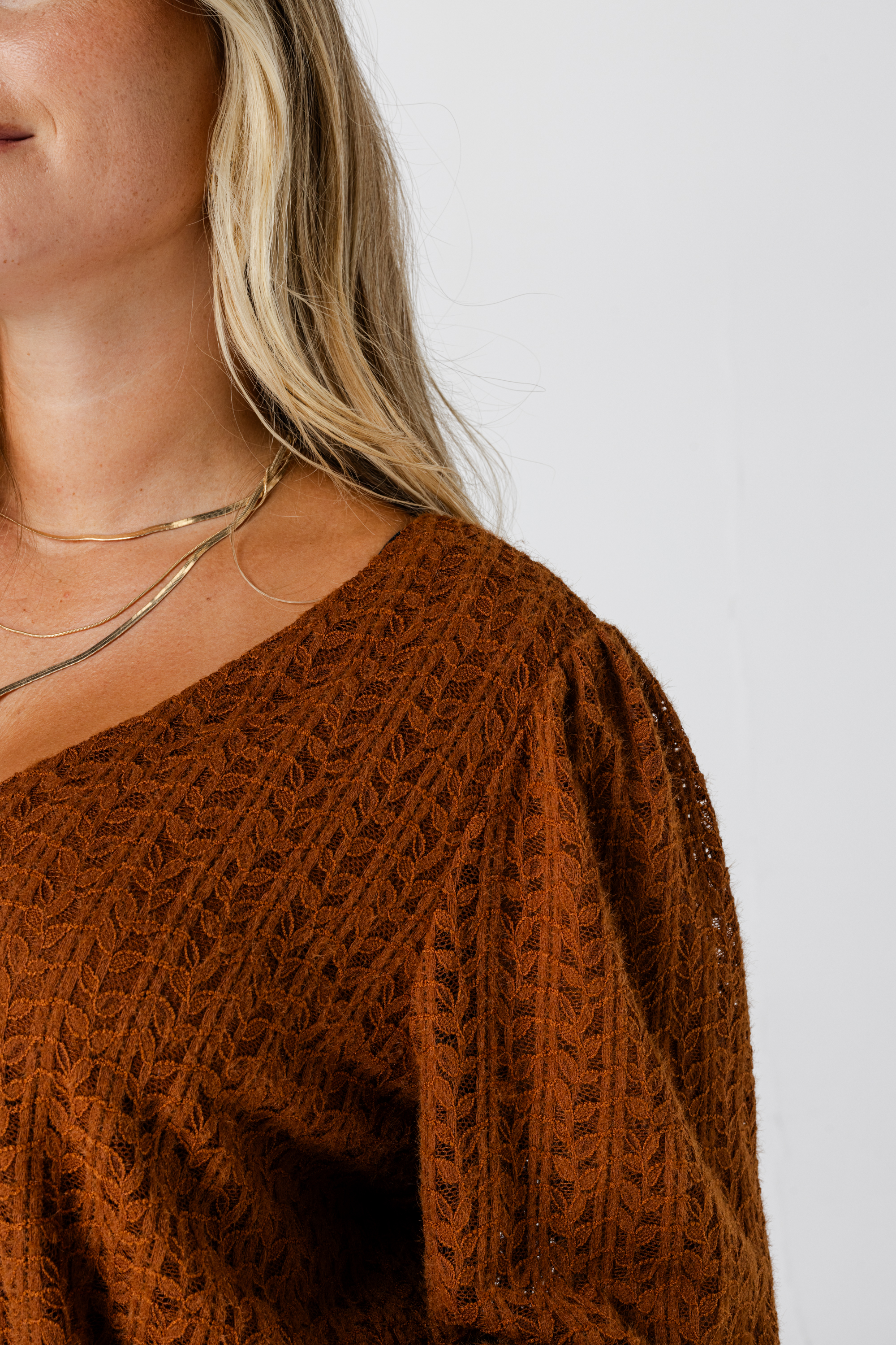 Top met kant Cognac