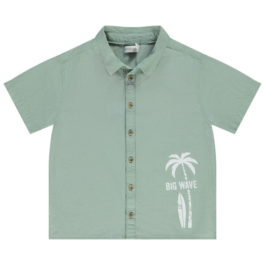 Chemise manches courtes print palmier pour garçon - Vert