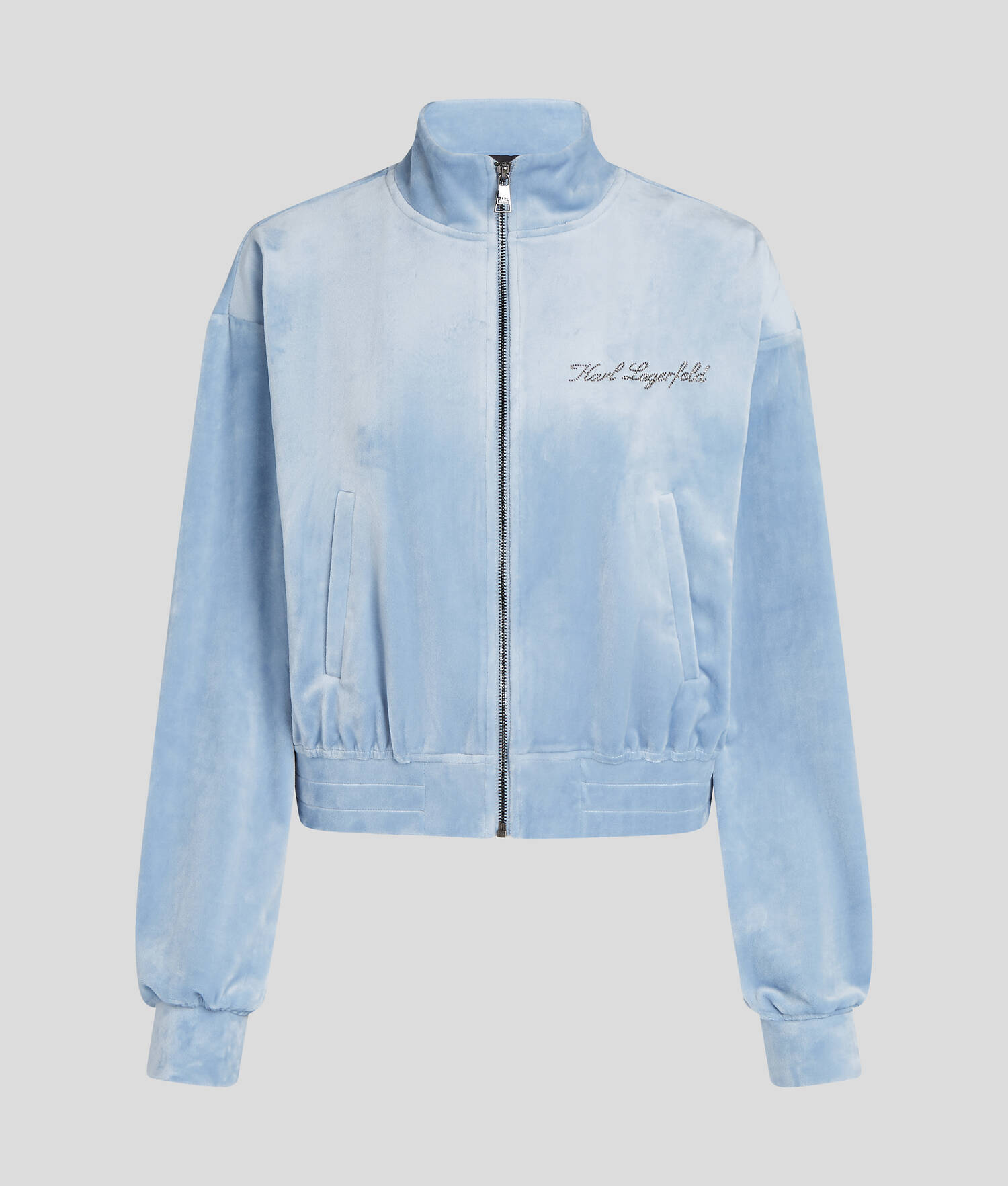 SWEAT-SHIRT ZIPPÉ EN VELOURS HOTEL KARL - Chambray doux