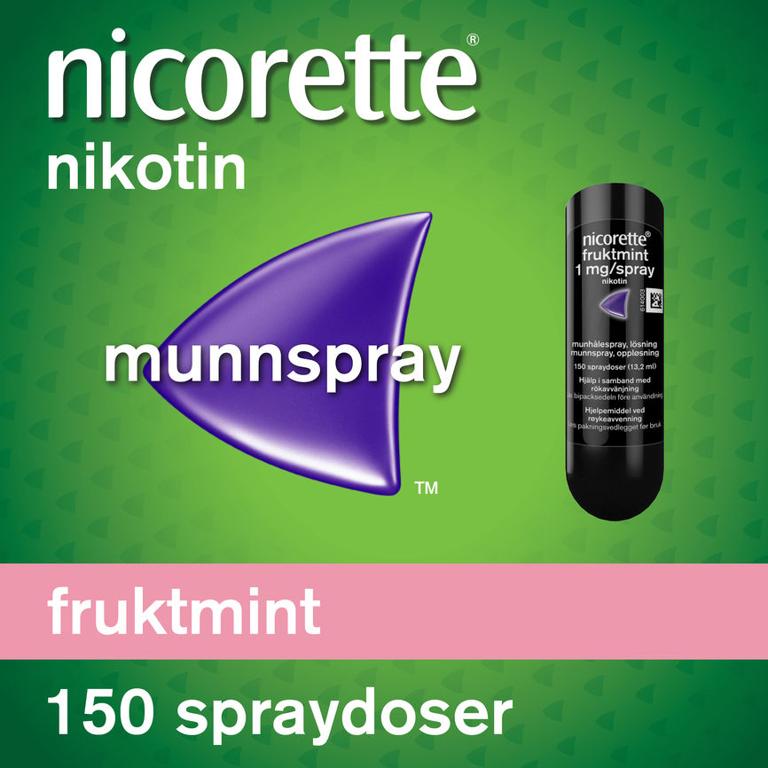 Nicorette Fruktmint munnspray 1 mg nikotin, slutte å røyke