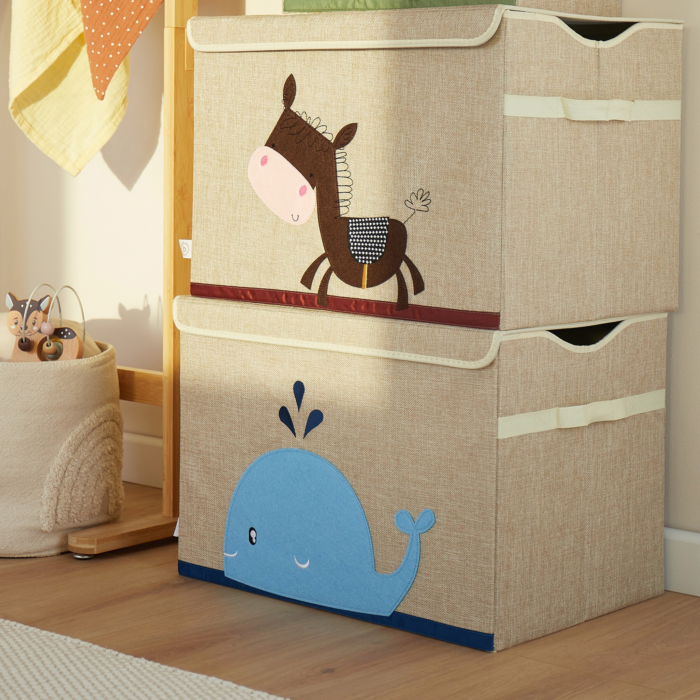 Bieco Aufbewahrungskiste 36x51x36 cm Wal / beige / blau
