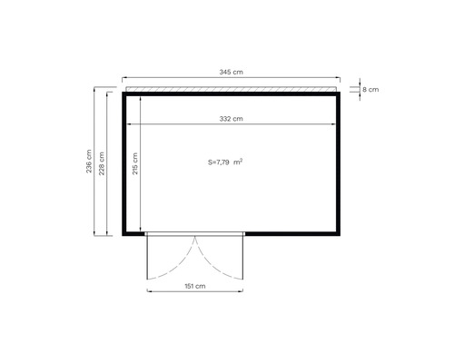 Tuinhuis Bertilo Design HPL 2 345 x 236 cm grijs-antraciet