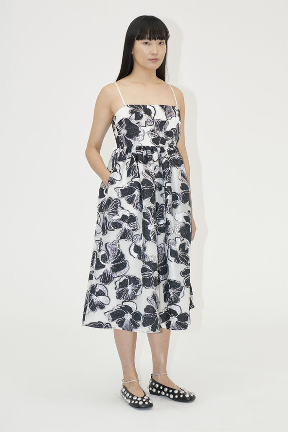 Stine Goya Voluminous Gathered Midi Dress, 1608 Organza Jacquard Anemone jacquard