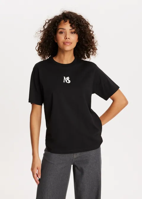 T-shirt met merk logo zwart (ZWART)