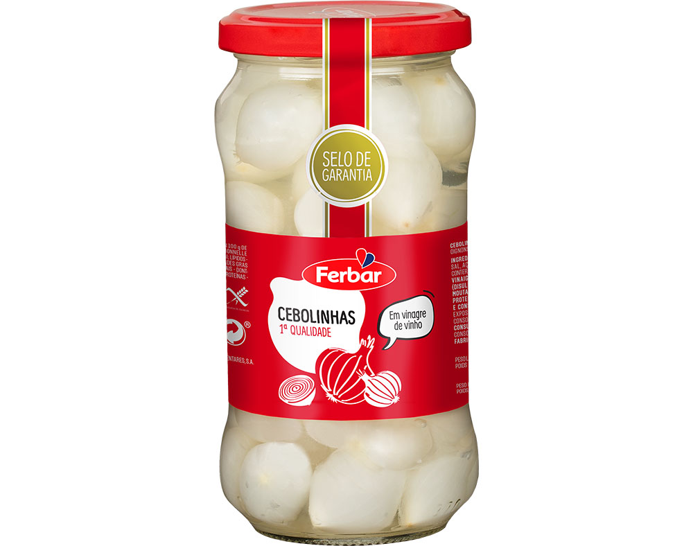 CEBOLINHAS FERBAR EM VINAGRE FRASCO 345(180)G
