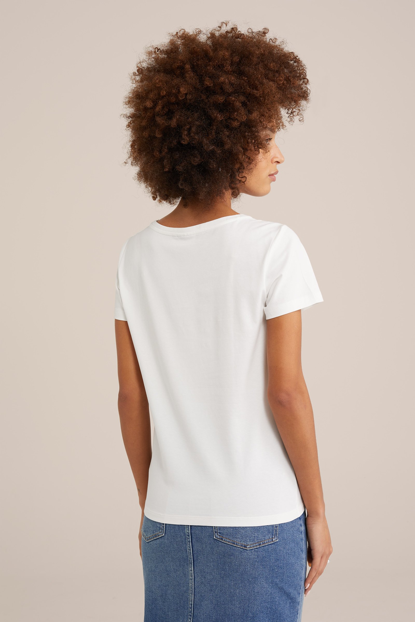 T-shirt met kant WE Fashion Wit