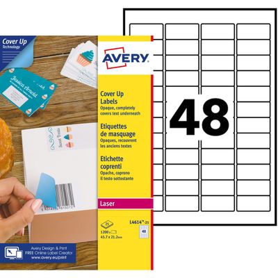 Avery - 1200 Étiquettes de masquage blanches - 45,7 x 21,2 mm - réf L4614-25