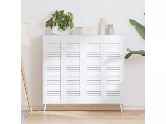 Portes d'armoire à persiennes 4 pcs blanc 99x29,5 cm