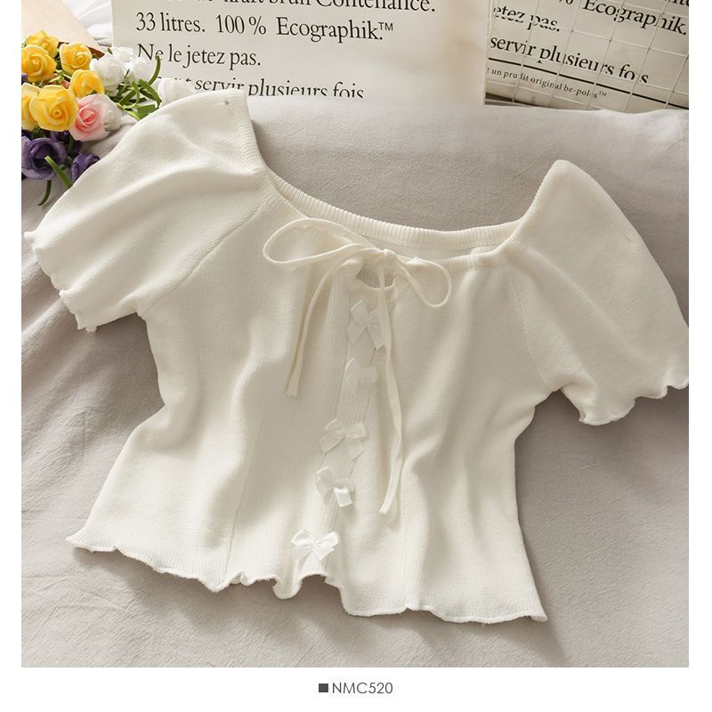 Lemongrass - Crop top met linthals en gerimpelde rand in 6 kleuren