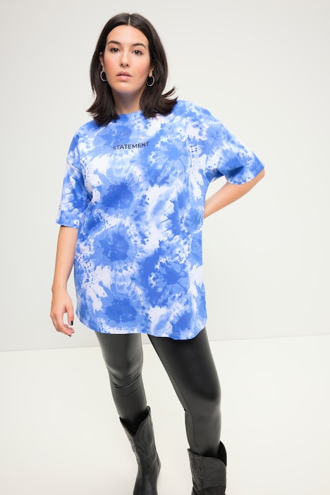 T-Shirt, oversized, Batikprint, Statement, Rundhals, Halbarm