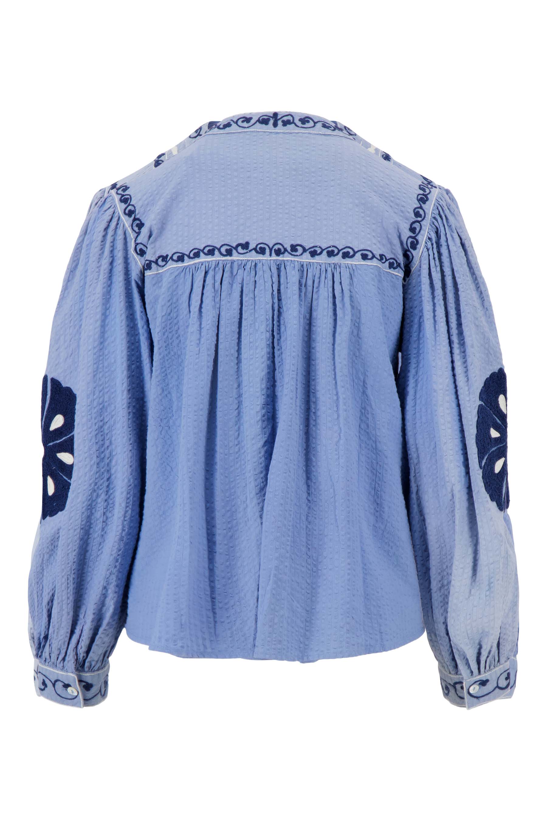 seersucker blouse met bloemen
