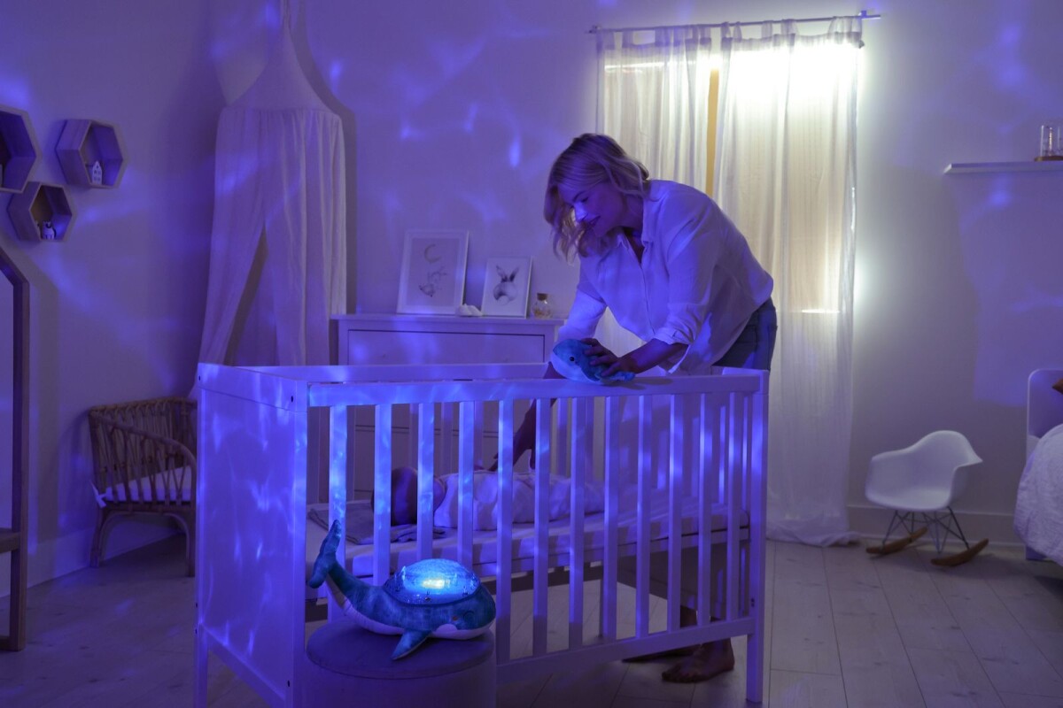 Cloud B - Tranquil Whale Family - Natlampe Og Bamse Sæt - Lyd Og Lys - Blå