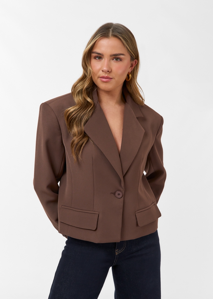 Audrey cropped blazer choco bruin