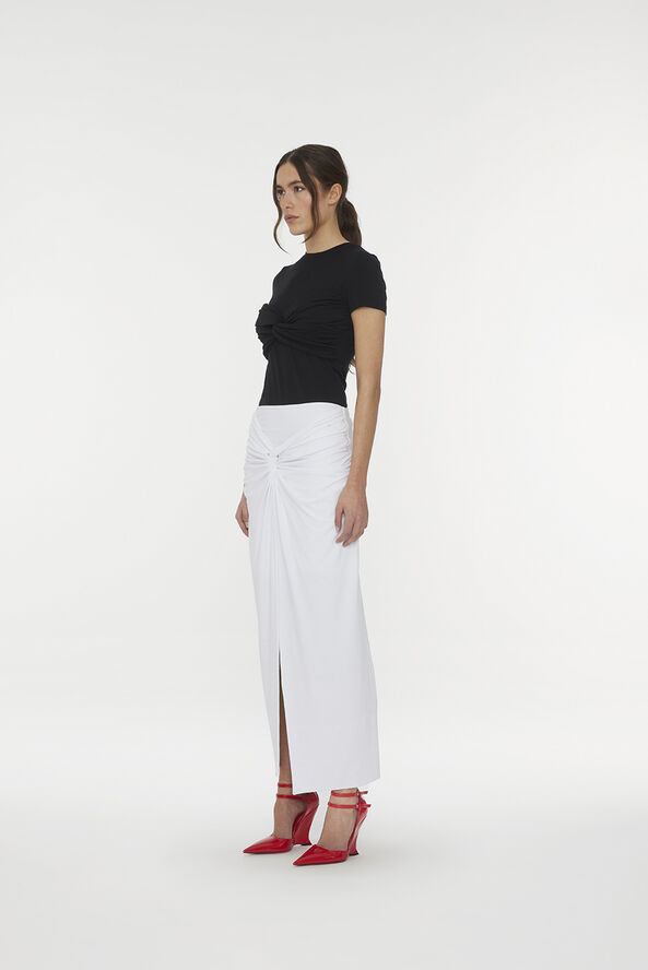 ROTATE Birger Christensen FITTED TWISTED T-SHIRT Black