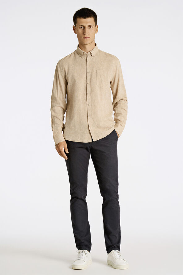 Lindbergh Cotton/linen shirt L/S Mid sand