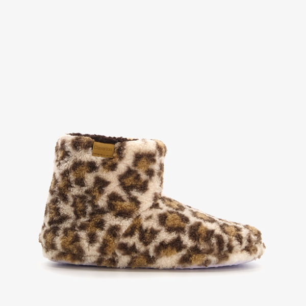 Thu!s dames pantoffels met panterprint bruin