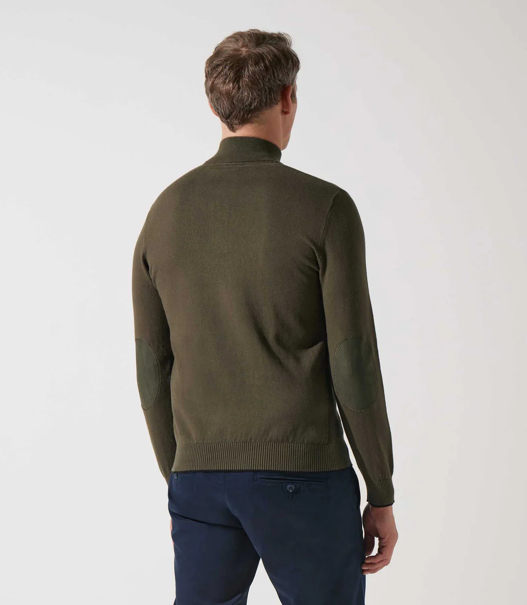 Pull col zippé camionneur kaki