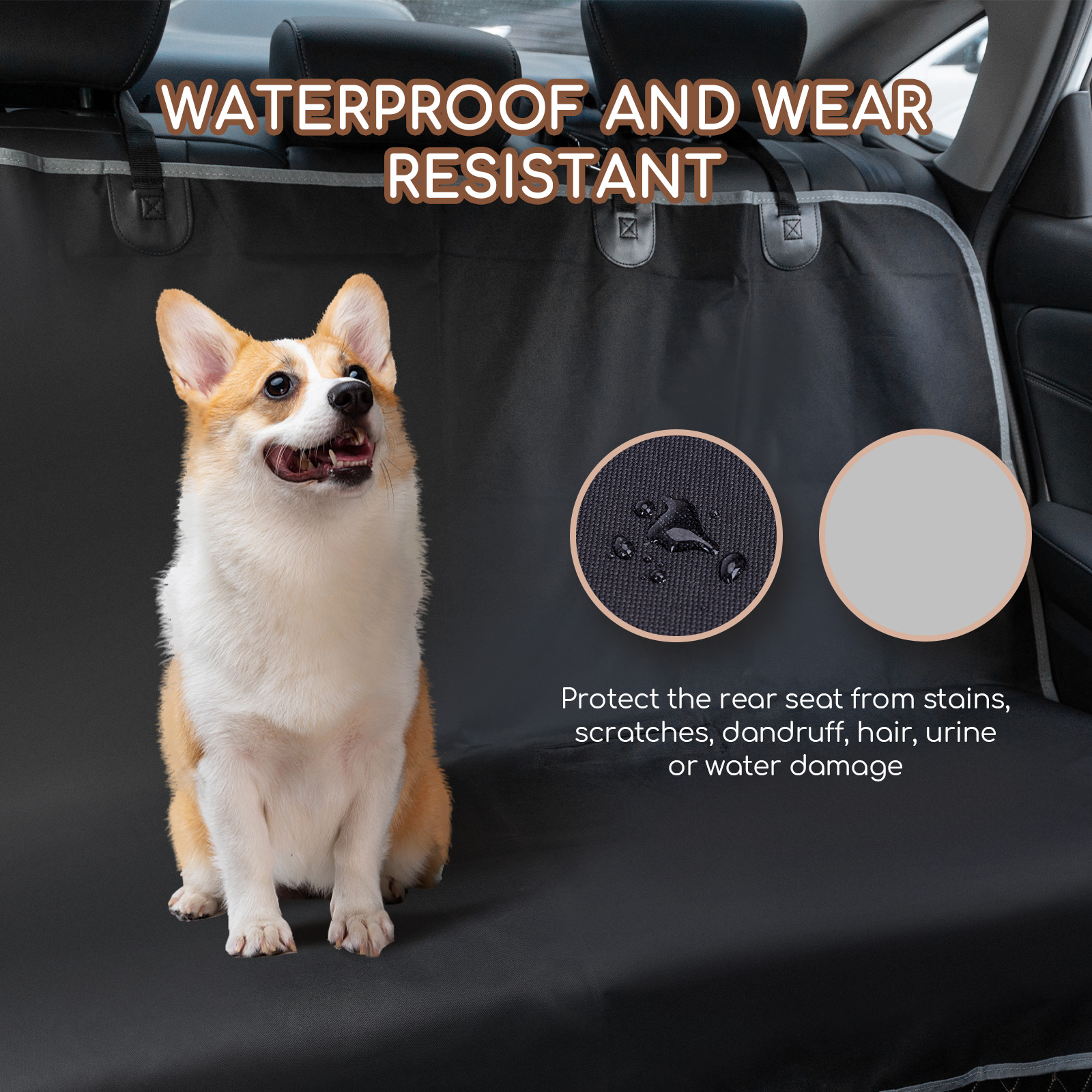 Nobleza - Protetor de Estofamento para Cães, Capa Universal Impermeável e Antiderrapante para Assento de Carro, Capa para Assento Automotivo Compatível com a Maioria dos Carros (Tamanho Universal), Preto 140 × 110 cm