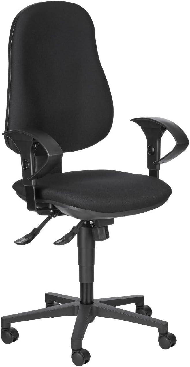 SCHÄFER SHOP Bürostuhl mit Armlehnen, Arbeitsstuhl, ergonomischer Schreibtischstuhl, schwarz, Drehstuhl mit Rollen, Office/Desk/Gaming Chair, 110 kg belastbar, fürs Arbeitszimmer, Homeoffice