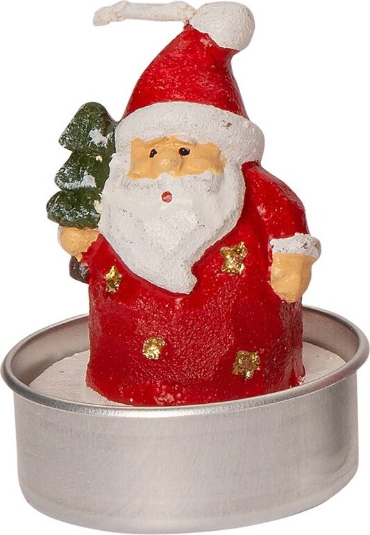 Intratuin kaars Kerstman rood D 3,5 H 5,5 cm 6 stuks