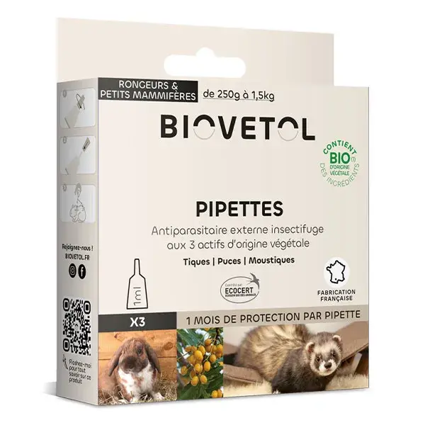 Biovetol - Antiparasitário - Pipetas para Roedores e Pequenos Mamíferos - 1ml (x3)