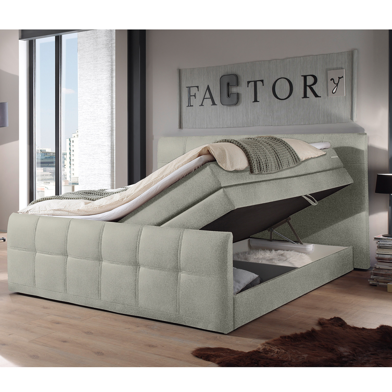 Boxspringbett - beige - Taschenfederkern - H2 - 180x200 cm