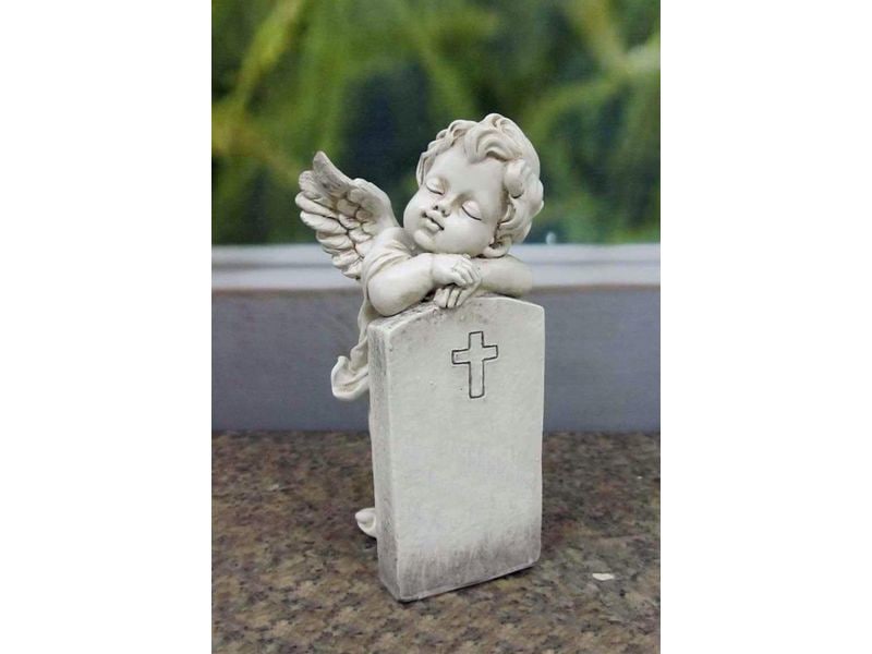Dameco Grabdekoration Engel am Grabstein 7 x 8.7 x 16 cm Grabschmuck