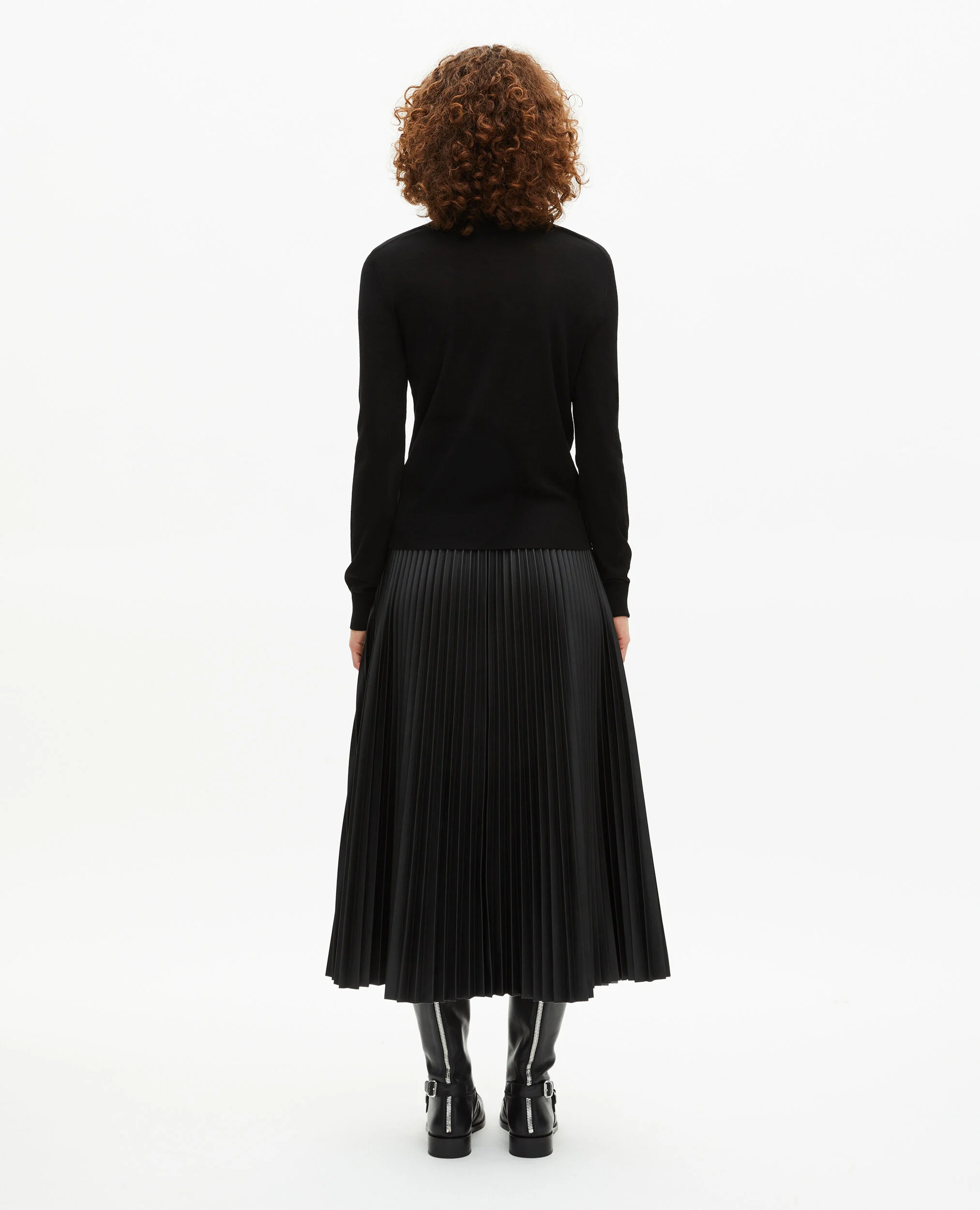 Pull col rond en laine mérinos noir