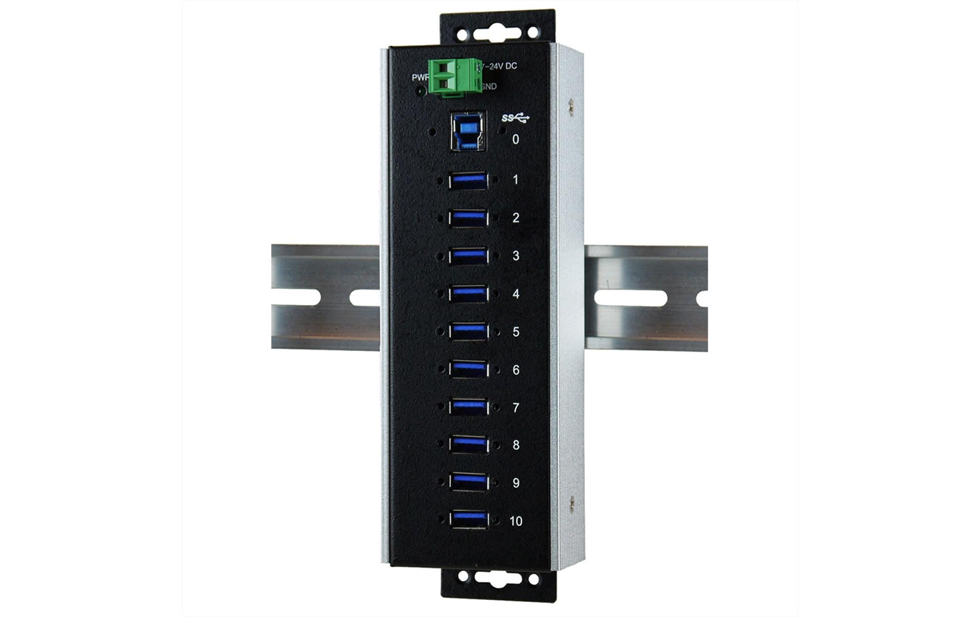 USB-Hub EX-1110HMVS-WT<br>10 Port USB 3.2 Gen 1 Metall HUB für Temperaturen von -40 °C bis +85 °C Grad
