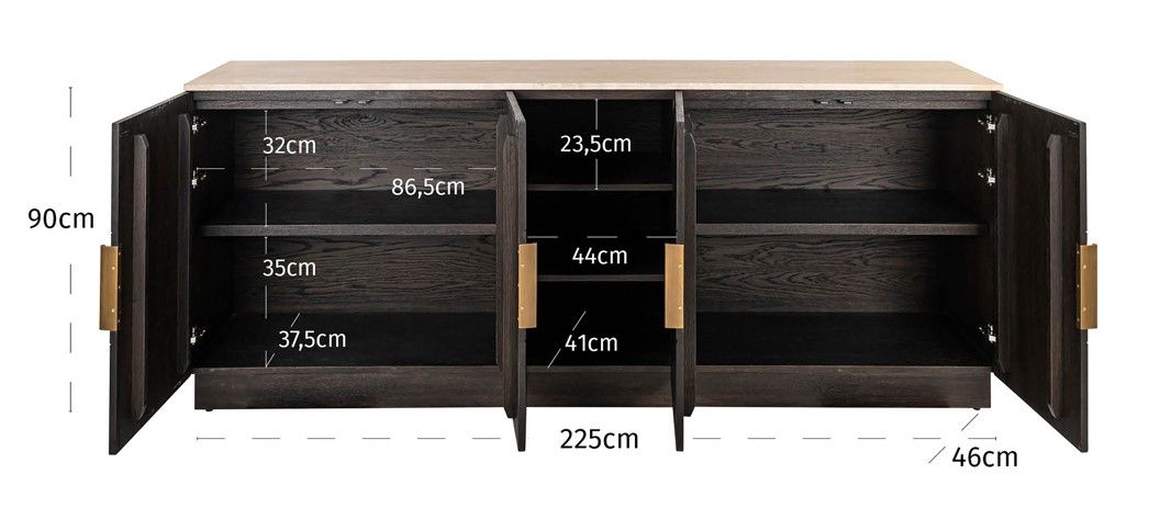 Wandkast 214131 Claremont B225 x D46 x H90 cm