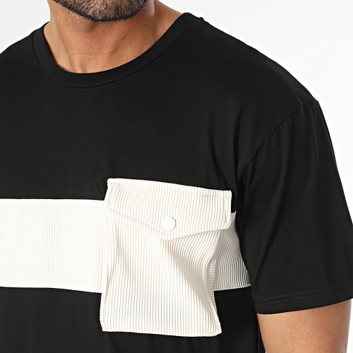 Tee Shirt Poche Noir Beige
