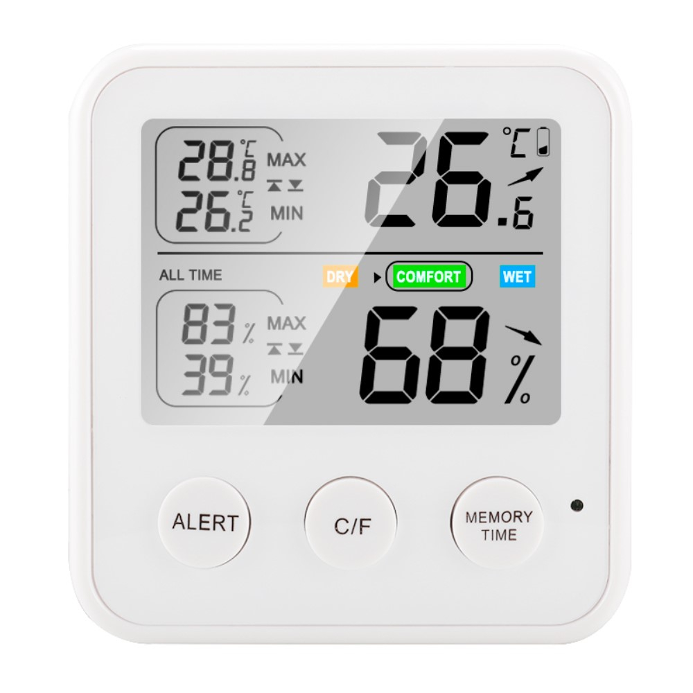 Magnetischer Digital Indoor Thermometer Hygrometer   Feuchtigkeitsmesser (Batteriebetrieben) - Weiss