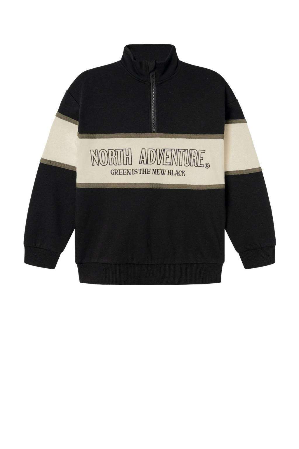 NAME IT sweater NKMOBORDE zwart/offwhite