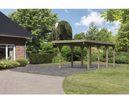 Enkele carport Karibu Bremm 2 variant A 318x670 cm drukgeïmpregneerd