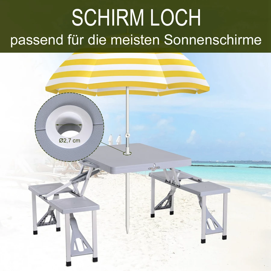 Outsunny Picknicktisch mit 4 Stühle grau