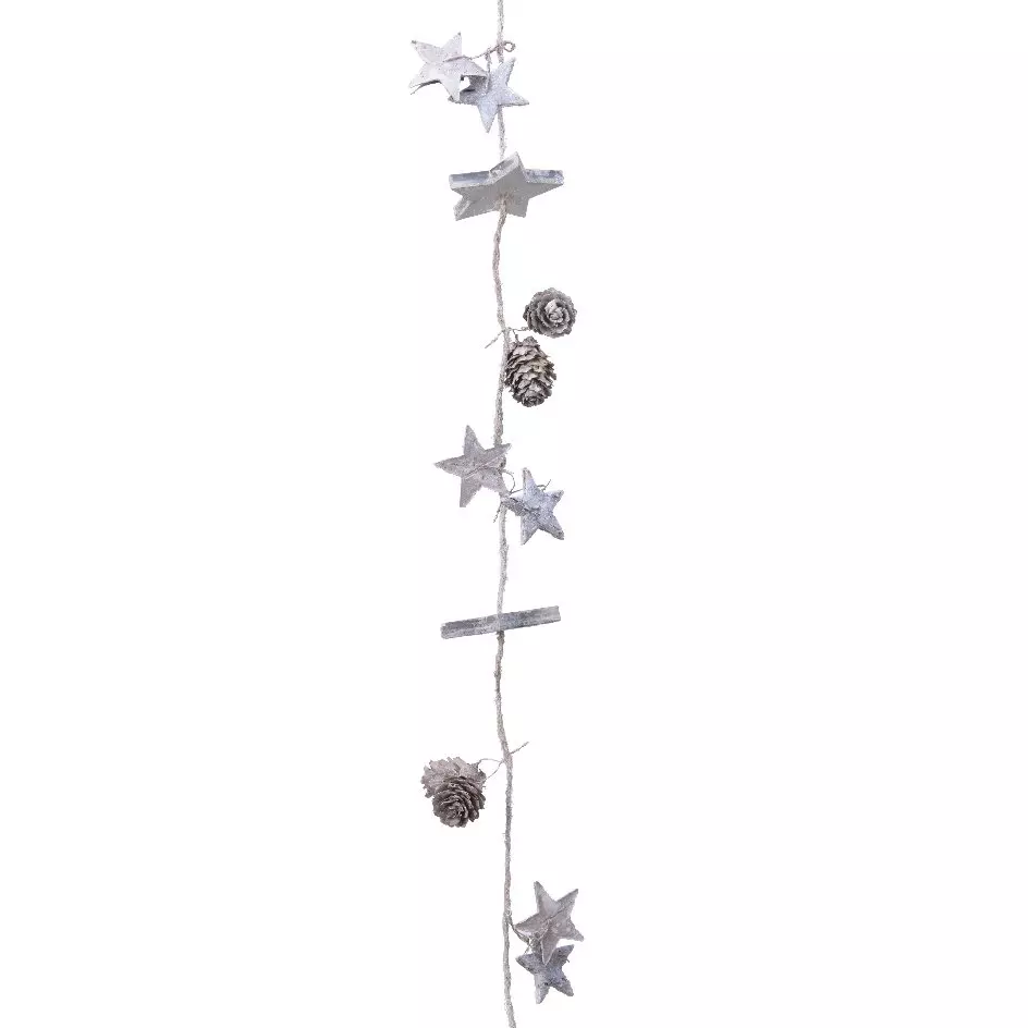 Guirlande pomme de pin et étoile (100 cm) Glacée