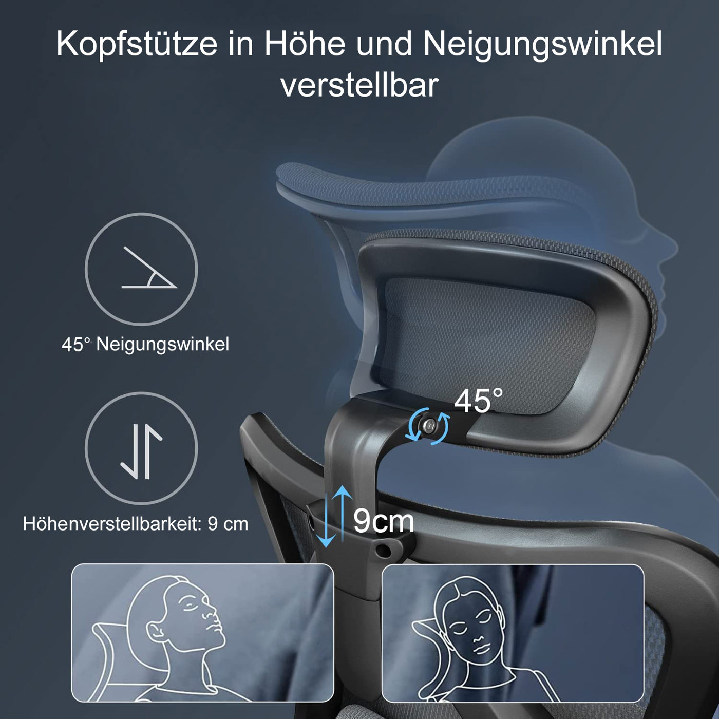 Bürostuhl MCW-J86, Schreibtischstuhl, ergonomisch, verstellbare Lordosenstütze 150kg belastbar ~ ohne Fußstütze, grau