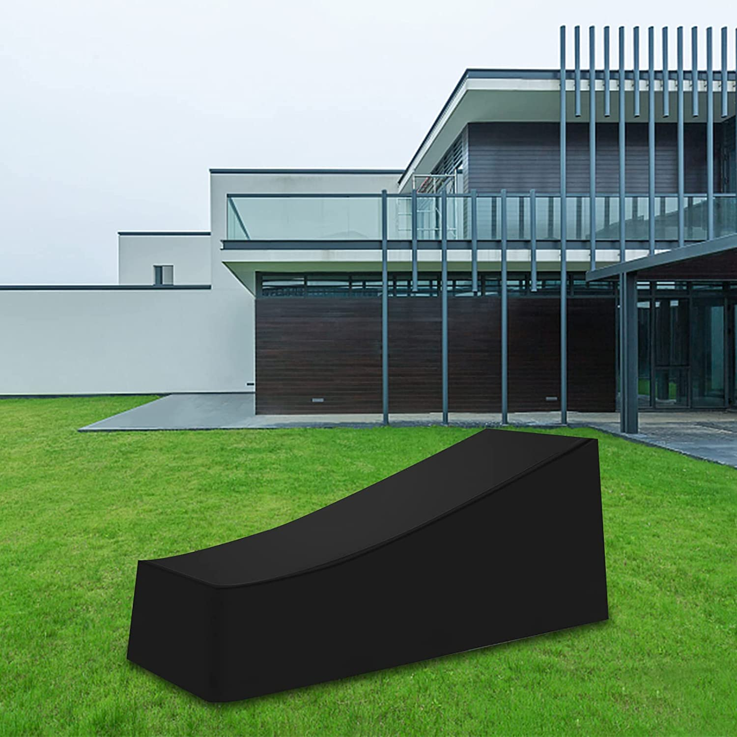 (200x70x68cm) Gartenmöbel Regenschutz Abdeckplane Liegestuhl Wasserfest & Witterungsbeständig - Schwarz