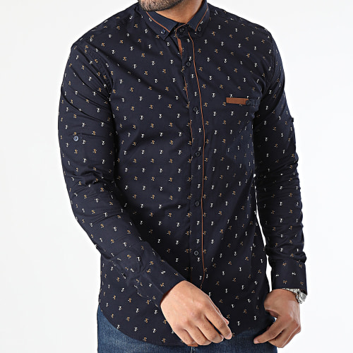 Chemise Manches Longues Bleu Marine