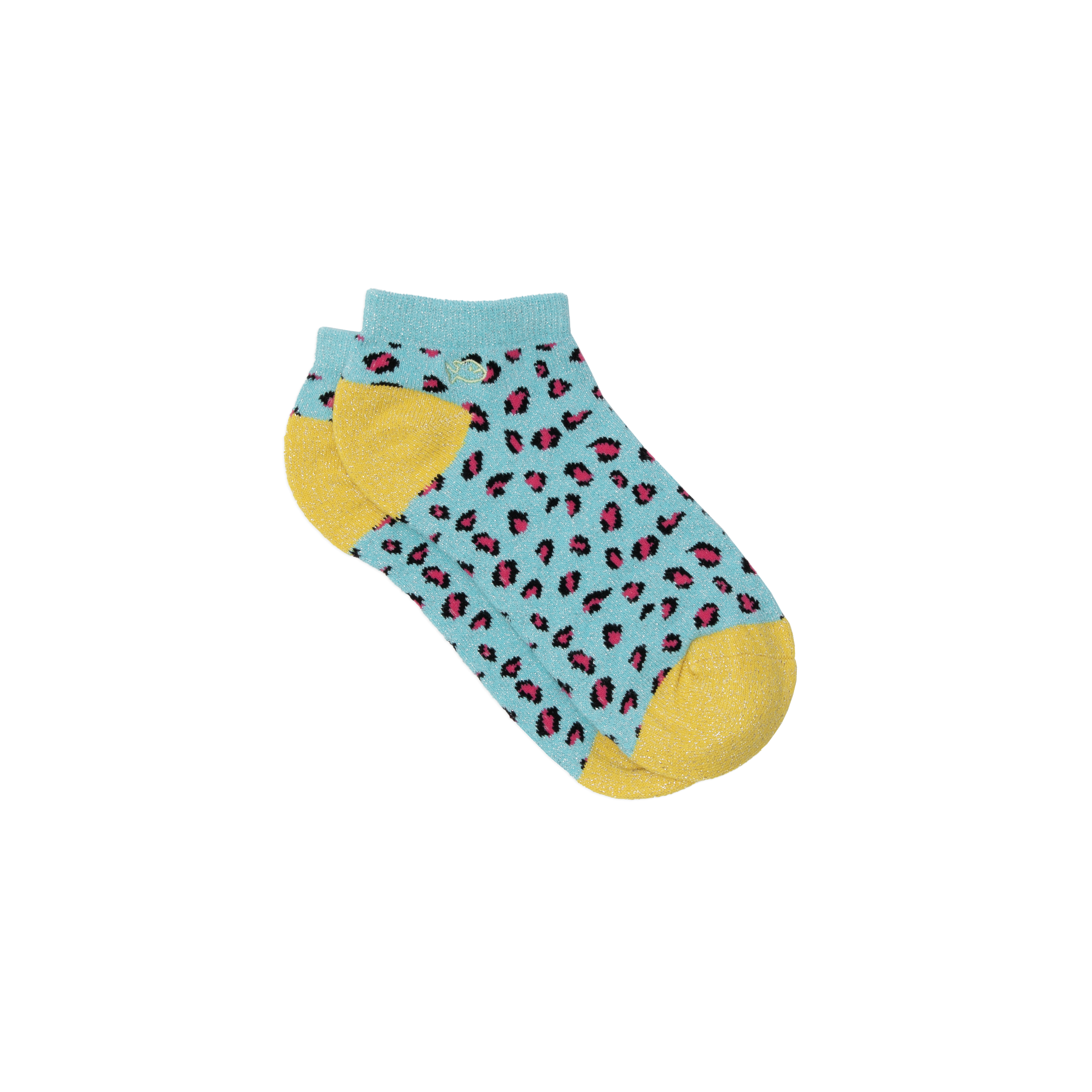 BLEU - Socquettes en coton peigné léopard | Bleu