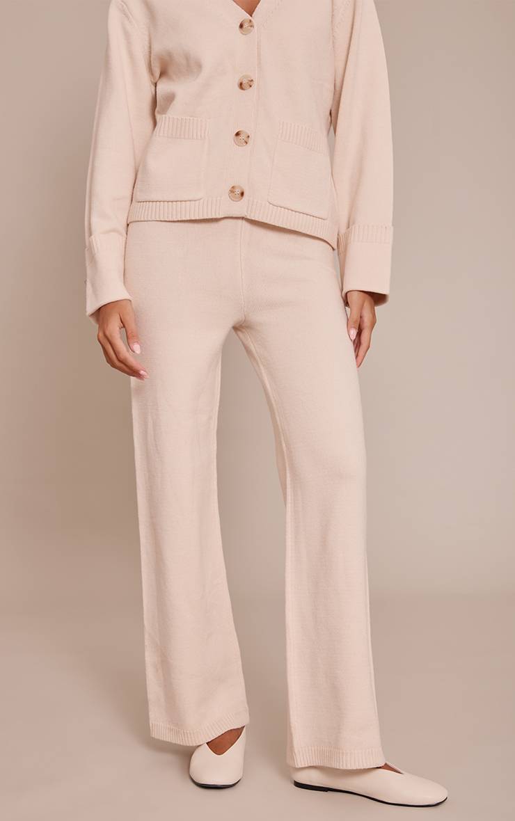 Crème Pantalon Large En Maille