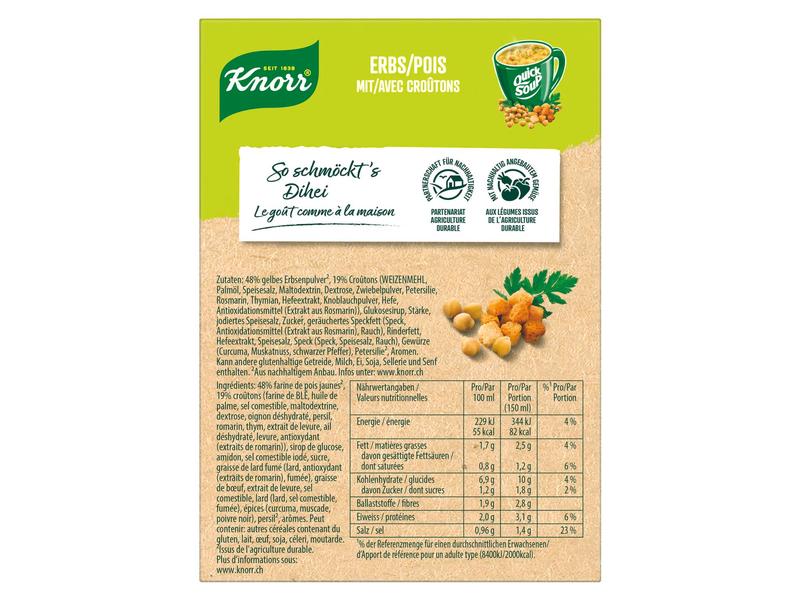 Knorr Quick Soup Erbs mit Croûtons 3 Portionen Erbsensuppe mit Croûtons