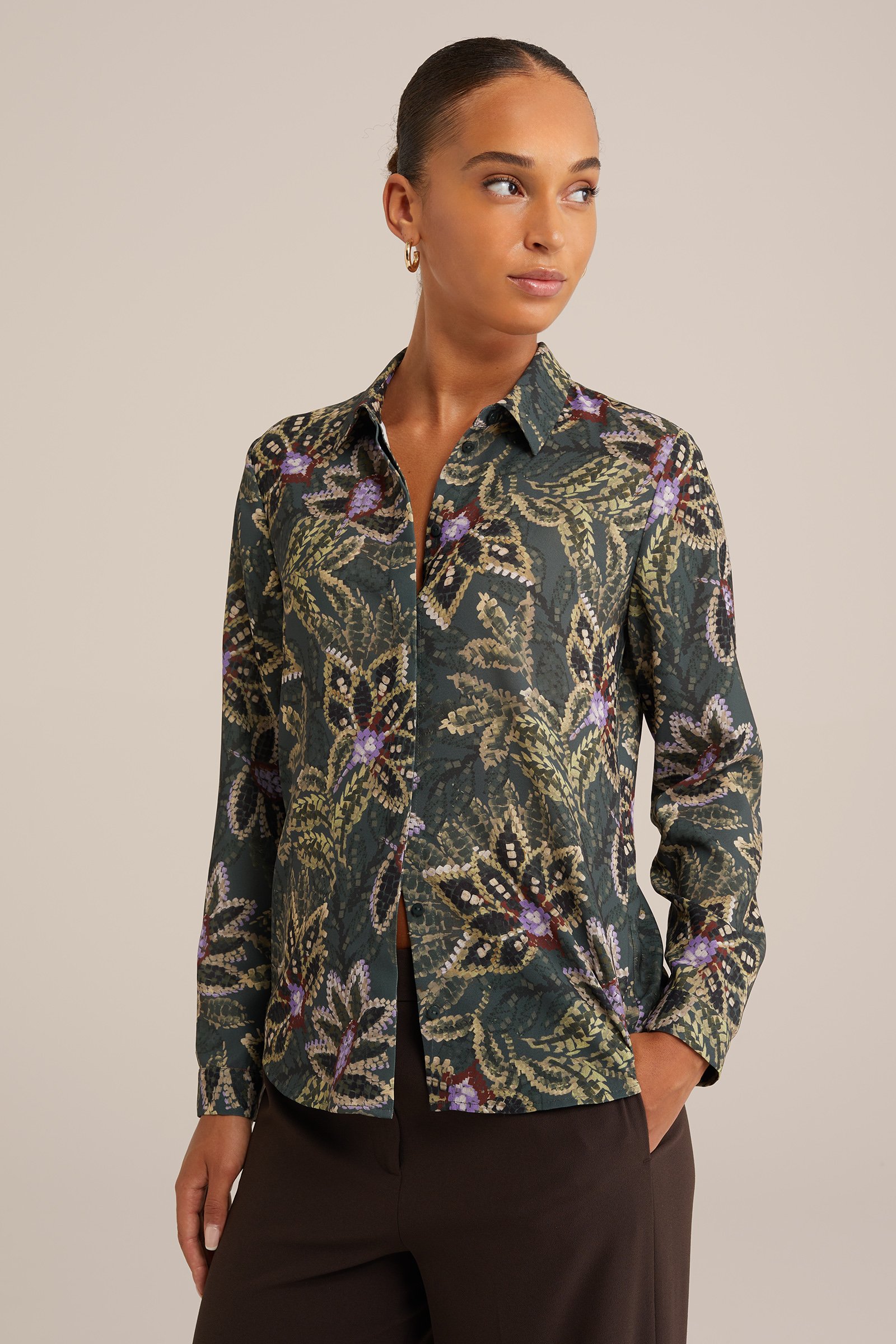 blouse met fijne structuur WE Fashion Mosgroen