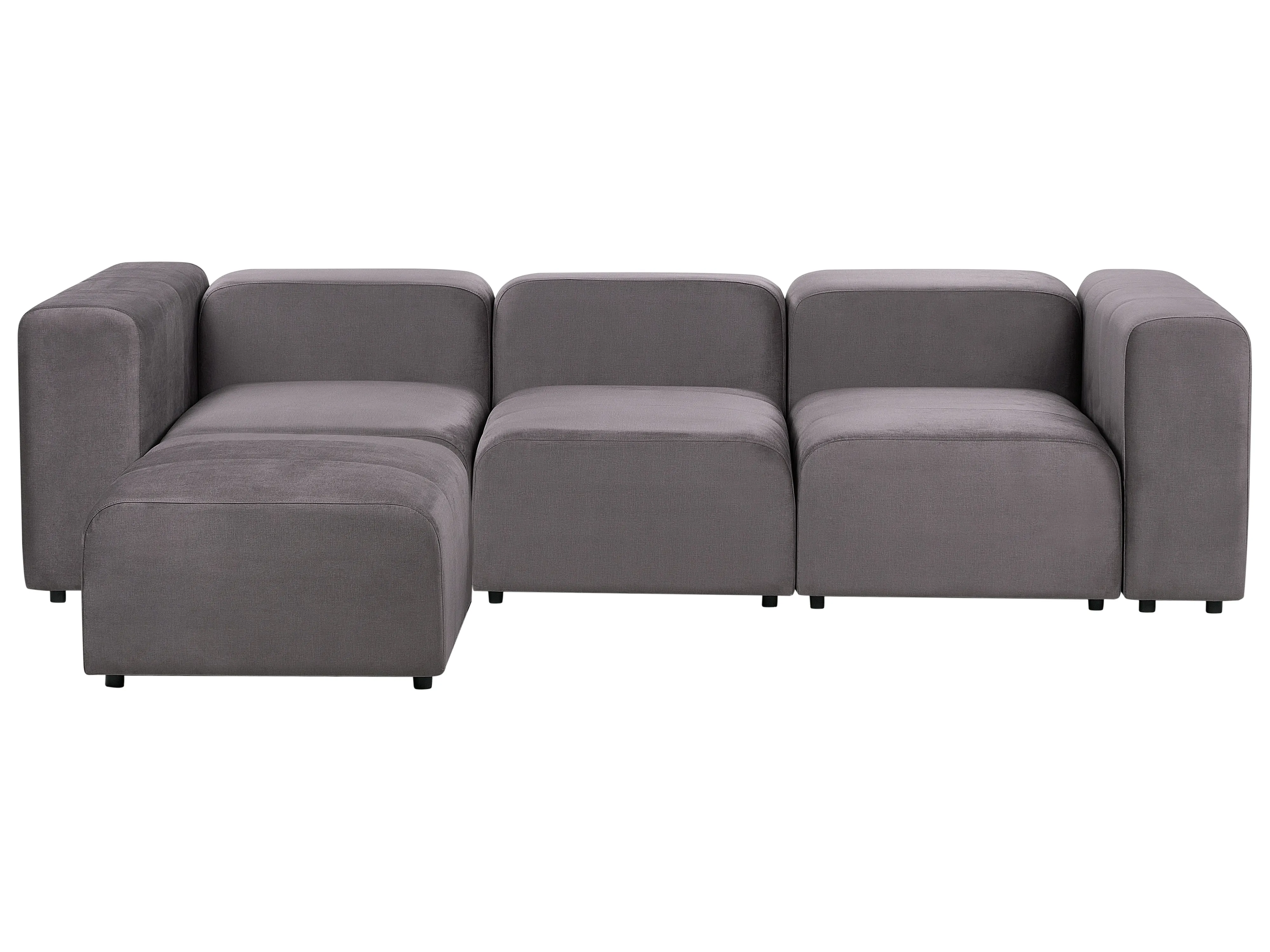 Modulaire bank 3-zits FALSTERBO Fluweel Donkergrijs met ottomaan
