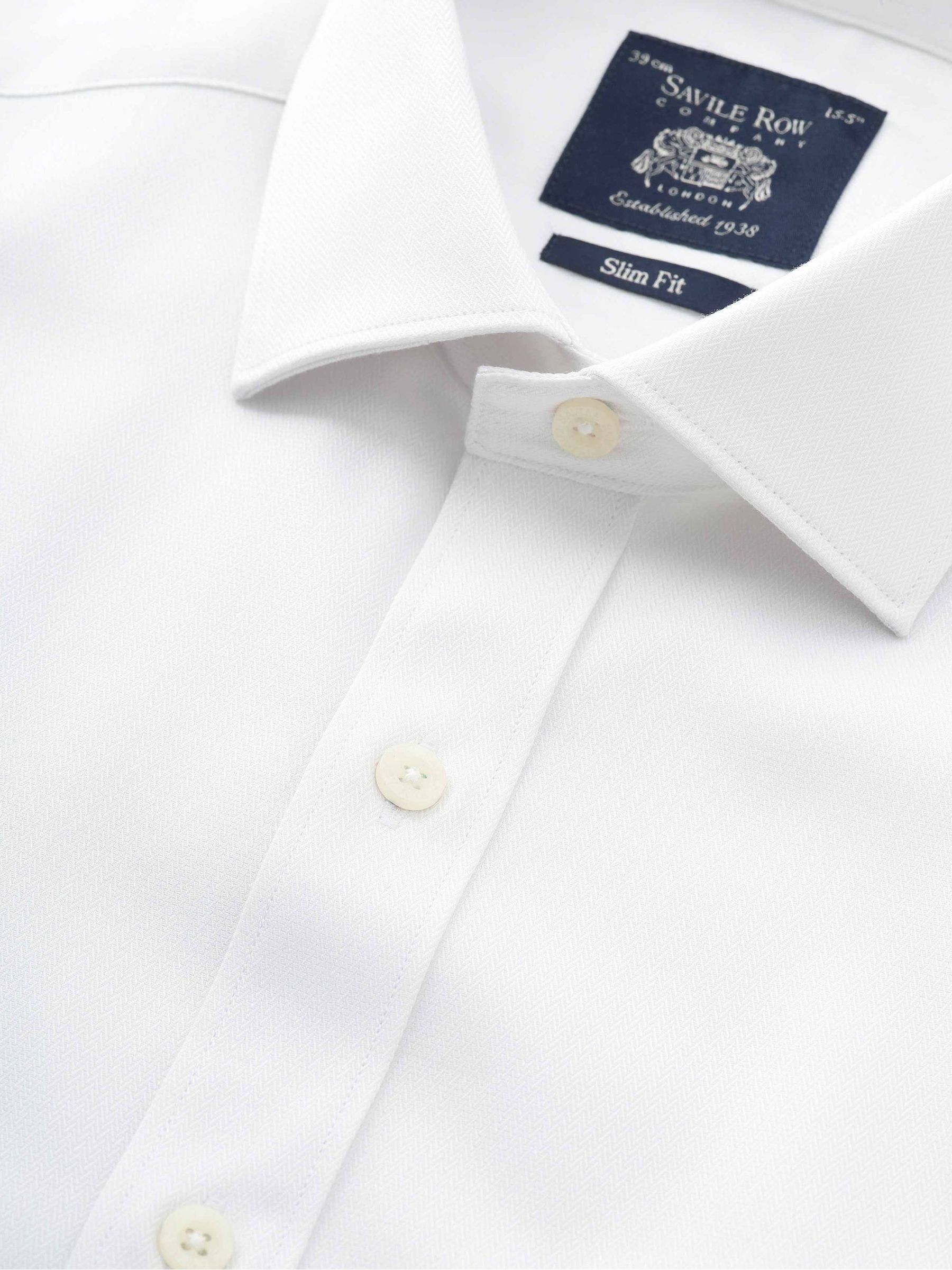 Wit - Savile Row Company Slim Fit Cotton Herringbone Double Cuff Formal Shirt