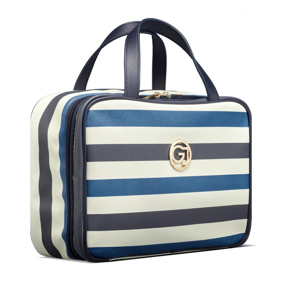 Gillian Jones - Organizer Cosmetic bag w. hangup function Dark blue/white stripes - Toilettaske