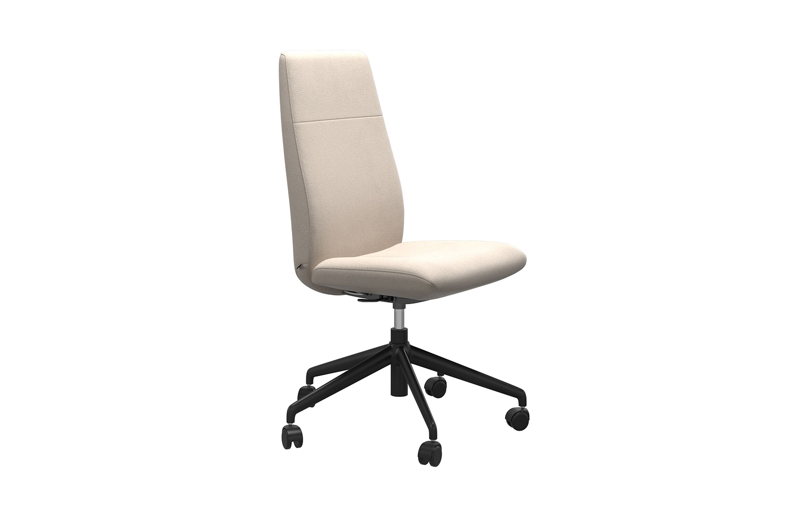 Chilli kontorstol Høy stol i tekstil Magnolia Light Beige uten arm og med matt sort understell