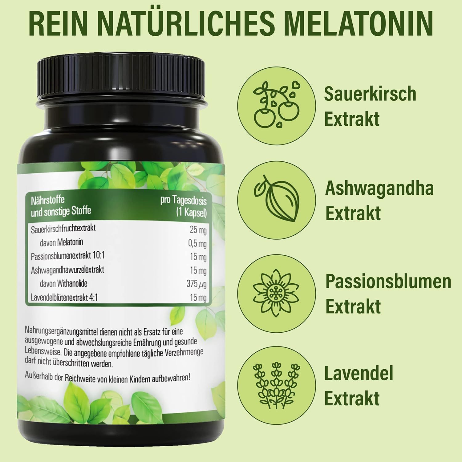 Vihado Natürliches Melatonin Schlaf Kapseln