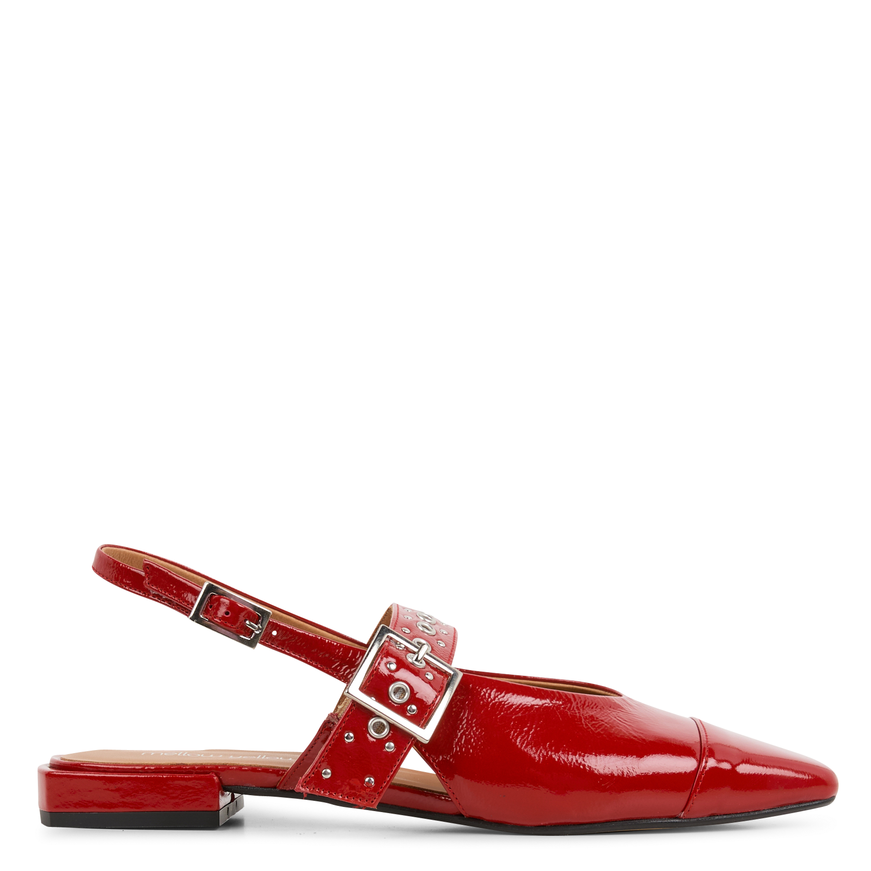 MIRABELLE - Sandales plates en cuir vernis | Rouge