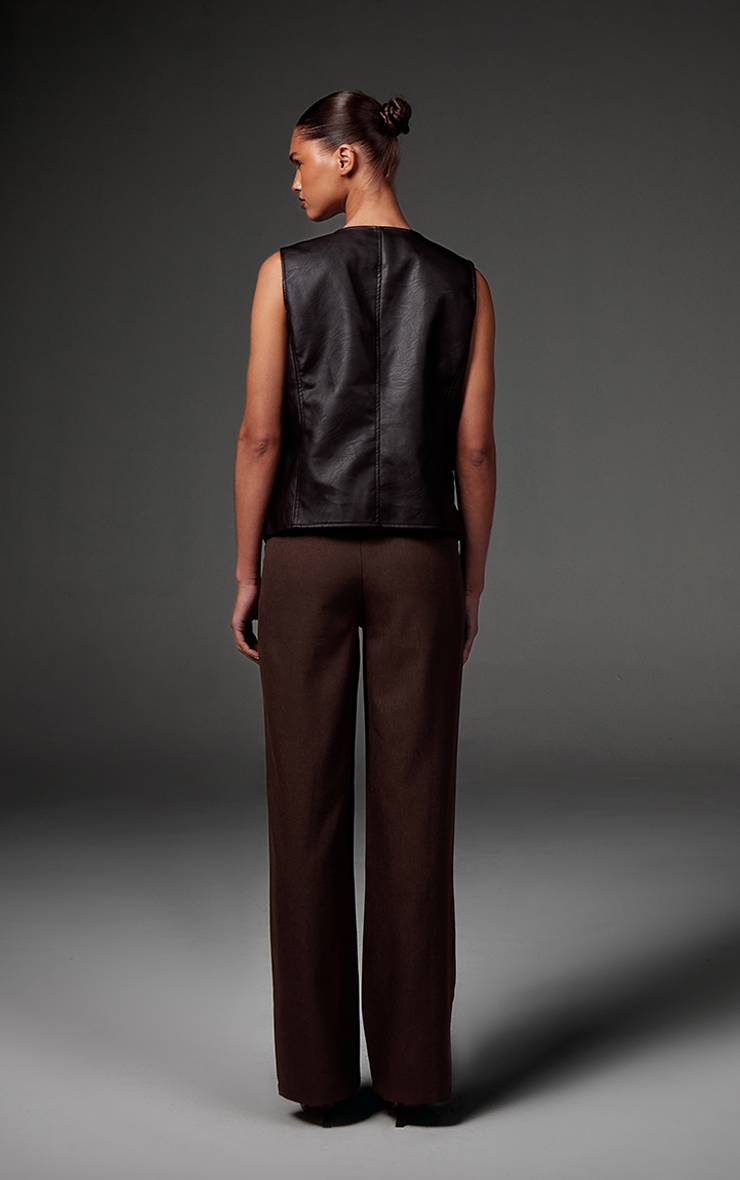 Noir Gilet Long Oversize En Synthétique